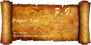 Páger Ida névjegykártya